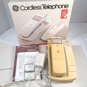 Vintage GE Cordless Telephone White phone w/ box Model 2-9515 29515A Parts READ